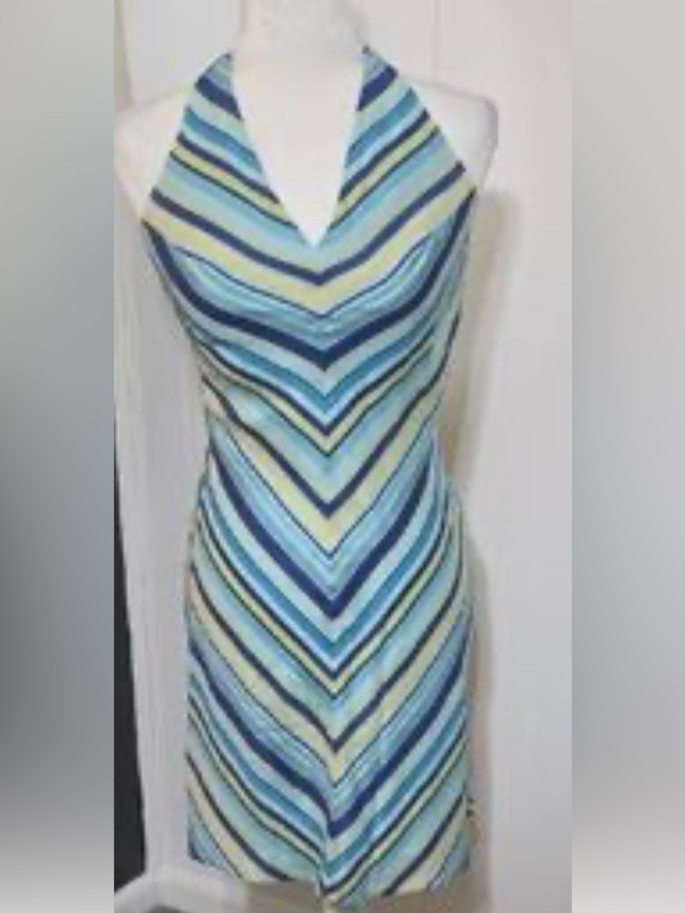 American Eagle Outfitters Blue and Cream Striped V‑Neck Midi Dress
